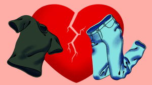 A black T-shirt and jeans