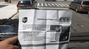 A "handout from UPS.